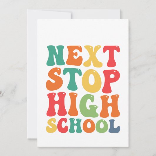 Next Stop High School Funny Groovy Afstuderen Kaart (Voorkant)