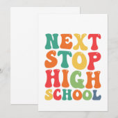 Next Stop High School Funny Groovy Afstuderen Kaart (Voorkant / Achterkant)