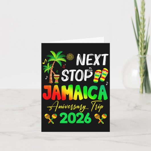 Next Stop Jamaica 2026 Couples Anniversary Family Kaart (Voorkant)