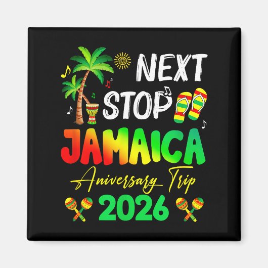 Next Stop Jamaica 2026 Couples Anniversary Family  Magneet (Voorkant)