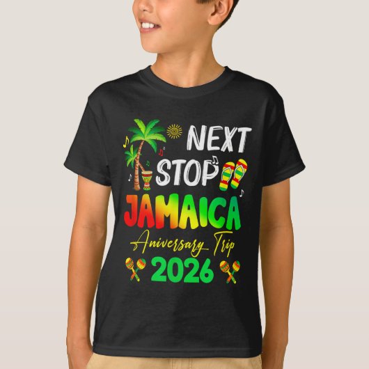 Next Stop Jamaica 2026 Couples Anniversary Family T-shirt (Voorkant)