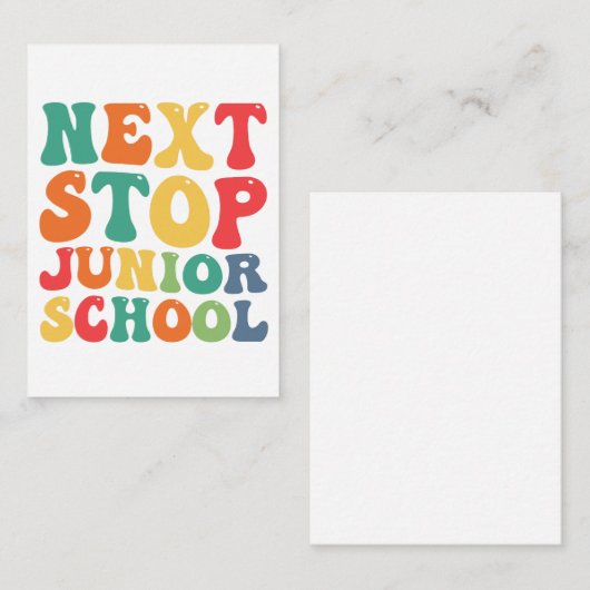 Next Stop Junior School Funny Groovy Afstuderen Notitiekaartje (Voorkant / Achterkant)