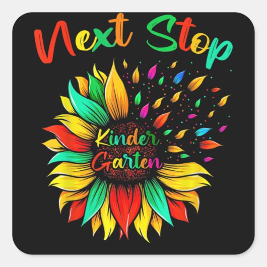 Next Stop Kindergarten Graduation Sunflower Vierkante Sticker (Voorkant)