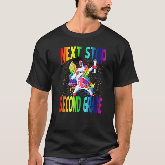 Next Stop Second Grade Graduation Unicorn   T-shirt (Voorkant)