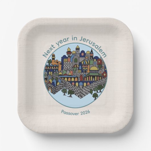 Next Year in Jerusalem Passover Seder Plate Papieren Bordje (Voorkant)