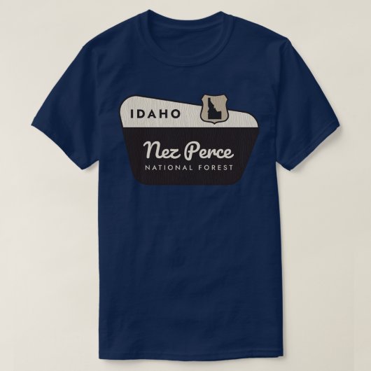 Nez Perce National Forest Idaho welkomstbord T-shirt (Design voorkant)