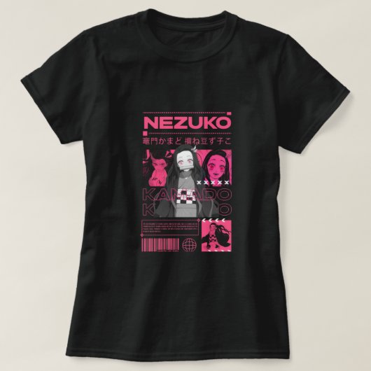 Nezuko Kamado // Neon Synthwave Tee T-shirt (Design voorkant)