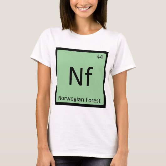 Nf - Noorse Boskat Scheikundig Elementsymbool T-shirt (Voorkant)