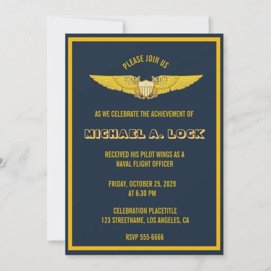 NFO Naval Flight Officer Achievement Invitations Kaart (Voorkant)