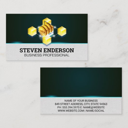 NFT | Crypto | Blockchain-financiering Visitekaartje (Voorkant / Achterkant)