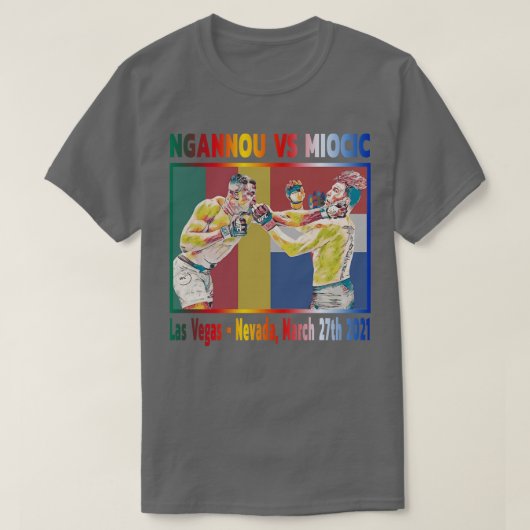Ngannou vs Miocic vlaggen kleuren T-shirt (Design voorkant)
