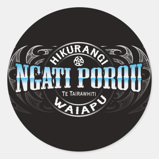 Ngati Porou Lifer Moko Chrome Ronde Sticker (Voorkant)