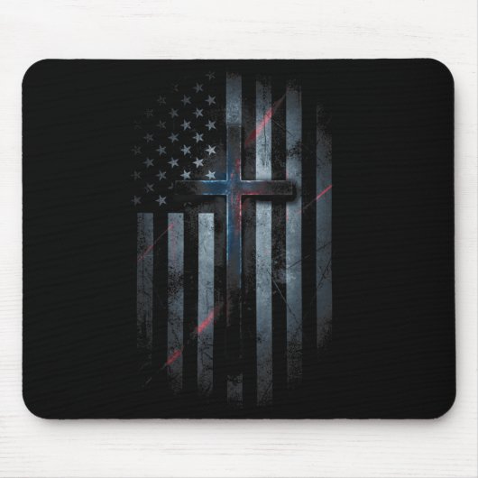 Nge American Flag And Cross Faith Family Dom Usa F Muismat (Voorkant)