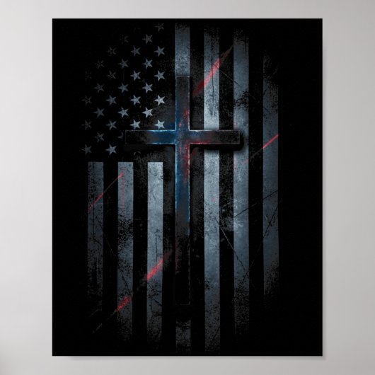 Nge American Flag And Cross Faith Family Dom Usa F Poster (Voorkant)