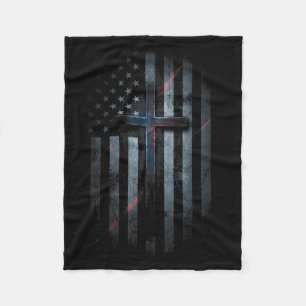 Nge Amerikaanse Vlag En Kruis Geloof Familie Dom U Fleece Deken