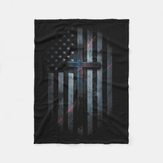 Nge Amerikaanse Vlag En Kruis Geloof Familie Dom U Fleece Deken