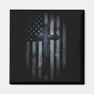 Nge Amerikaanse vlag en kruis geloof familie dom U Magneet