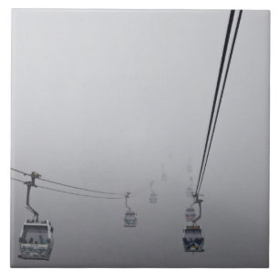 Ngong Ping-kabelbaan in dichte mist Tegeltje