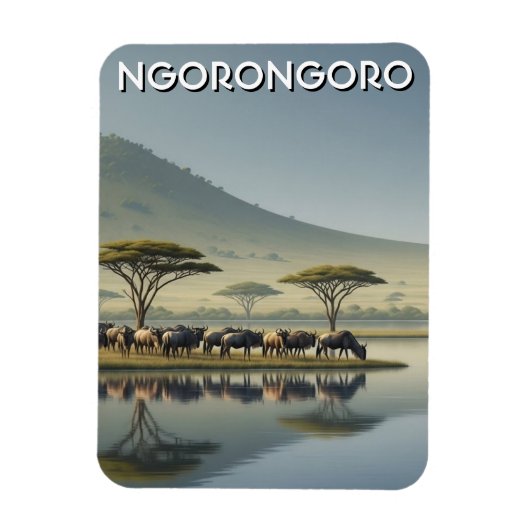 Ngorongoro Tanzania Gnu Magneet (Verticaal)
