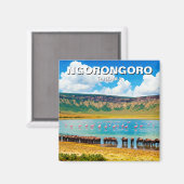 Ngorongoro Tanzania Wildebeest Flamingo Magneet (Voorkant / Achterkant)