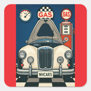NH Antiek auto illustratie Vierkante Sticker