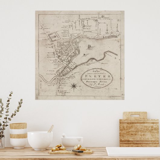  NH-kaart Exeter (1802) Poster (Keuken)