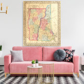 NH, Vermont Map door Mitchell Canvas Afdruk (Insitu (Woonkamer))