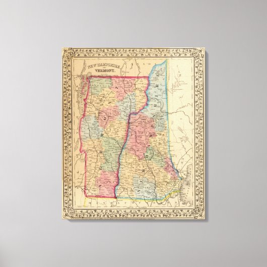 NH, Vermont Map door Mitchell Canvas Afdruk (Voorkant)