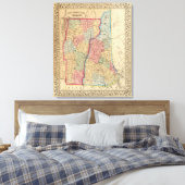 NH, Vermont Map door Mitchell Canvas Afdruk (Insitu (Slaapkamer))