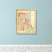 NH, Vermont Map door Mitchell Canvas Afdruk (Insitu (Houten vloer))