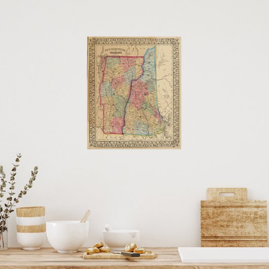 NH, Vermont Map door Mitchell Poster (Keuken)