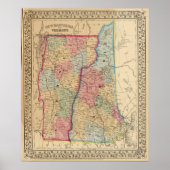 NH, Vermont Map door Mitchell Poster (Voorkant)