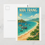 Nha Trang-stad, Vietnam reisposter Briefkaart (Voorkant / Achterkant)