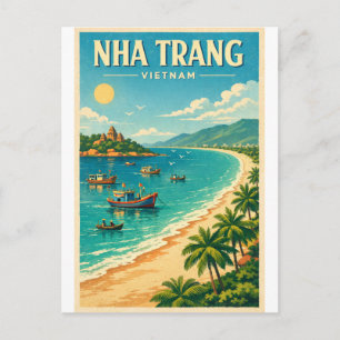 Nha Trang-stad, Vietnam reisposter Briefkaart