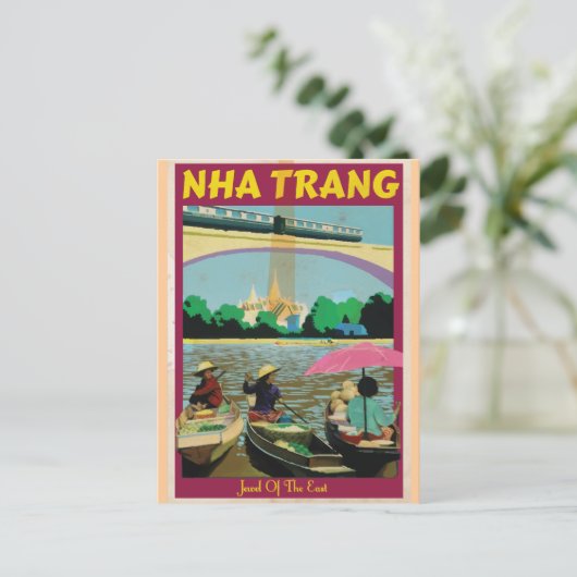 Nha Trang vintage-poster Briefkaart (Staand voorkant)