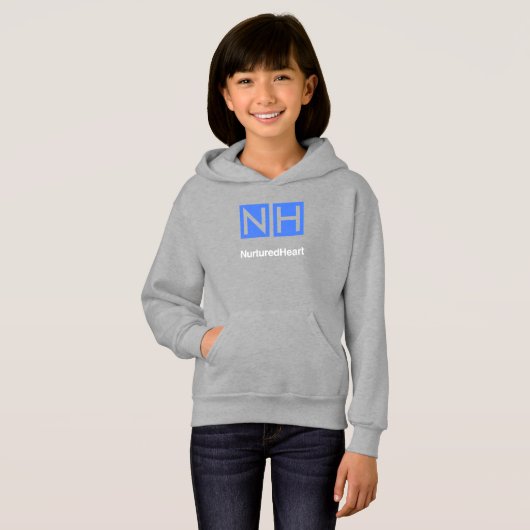 NHI Kinder Grey Pullover Hoodie met zakken (Voorkant volledig)