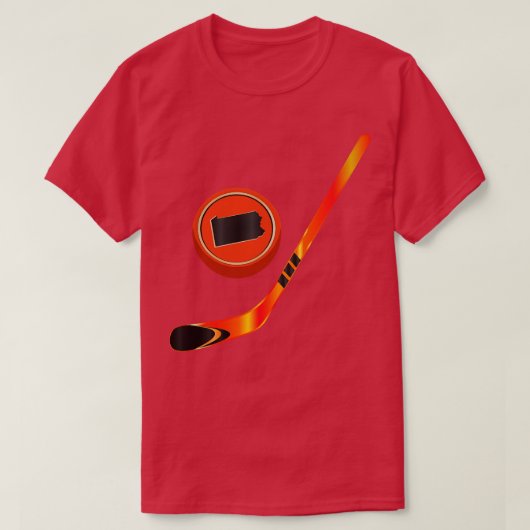NHL PA Sinaasappel Black Stick en Puck T-shirt (Design voorkant)