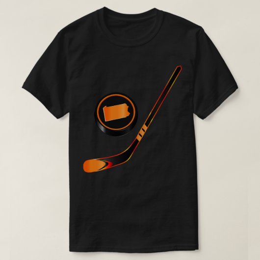 NHL PA Zwart Sinaasappel Stick en Puck T-shirt (Design voorkant)
