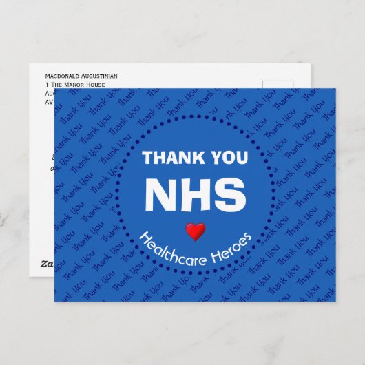 NHS Dank U Zorghelden AANPASBAAR Briefkaart (Voorkant / Achterkant)
