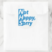 NHS - Niet gelukkig, sorry! Ronde Sticker (Tas)
