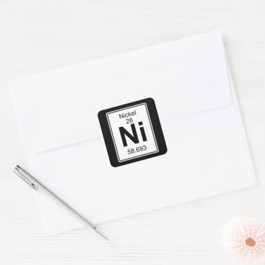 Ni — Nikkel Vierkante Sticker (Envelop)