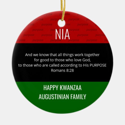 NIA Purpose Kwanzaa Keramisch Ornament (Voorkant)