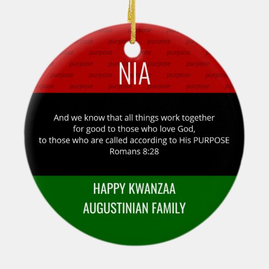 NIA Purpose Kwanzaa Keramisch Ornament (Achterkant)