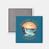 Niagara Falls Canada Retro Distressed Circle _1  Magneet (Voorkant / Achterkant)