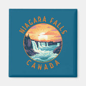 Niagara Falls Canada Retro Distressed Circle _1 Magneet (Voorkant)