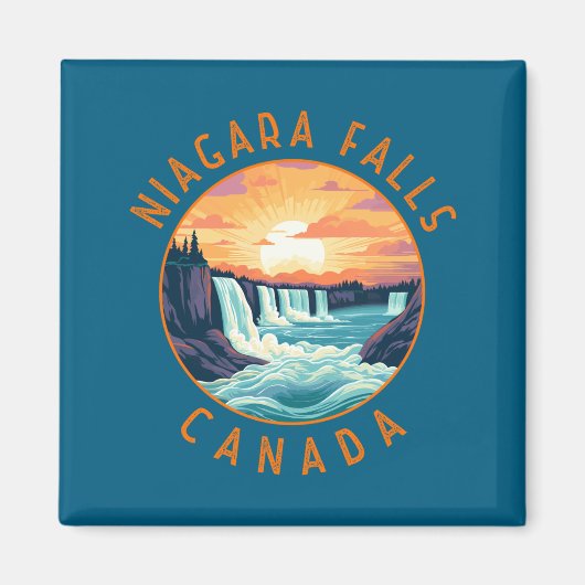 Niagara Falls Canada Retro Distressed Circle _1  Magneet (Voorkant)