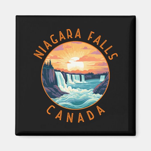 Niagara Falls Canada Retro Distressed Circle Magneet (Voorkant)