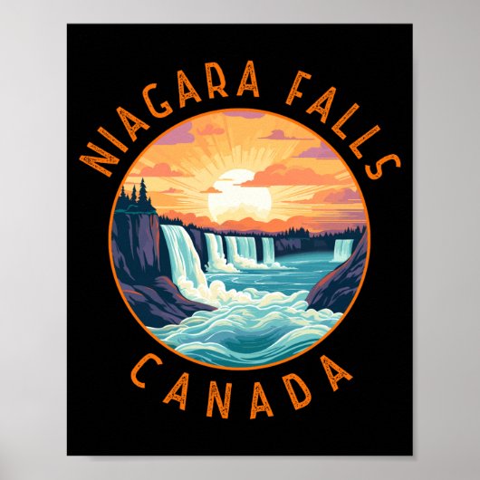 Niagara Falls Canada Retro Distressed Circle  Poster (Voorkant)