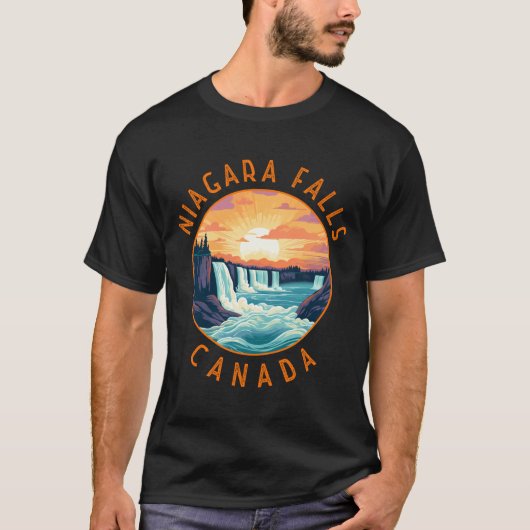 Niagara Falls Canada Retro Distressed Circle T-shirt (Voorkant)