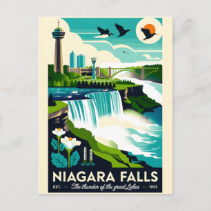 Niagara Falls Canada Retro Reisposter Kunst Briefkaart